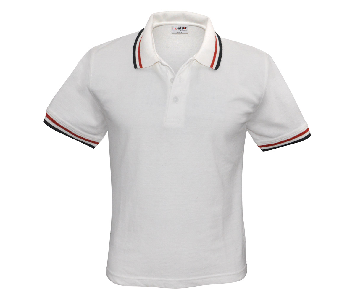 Polo Shirt Active Wear weiß Streifen rot - schwarz